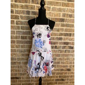 Club Monoco Silk dress size 00 white floral pattern sleeveless lightweight